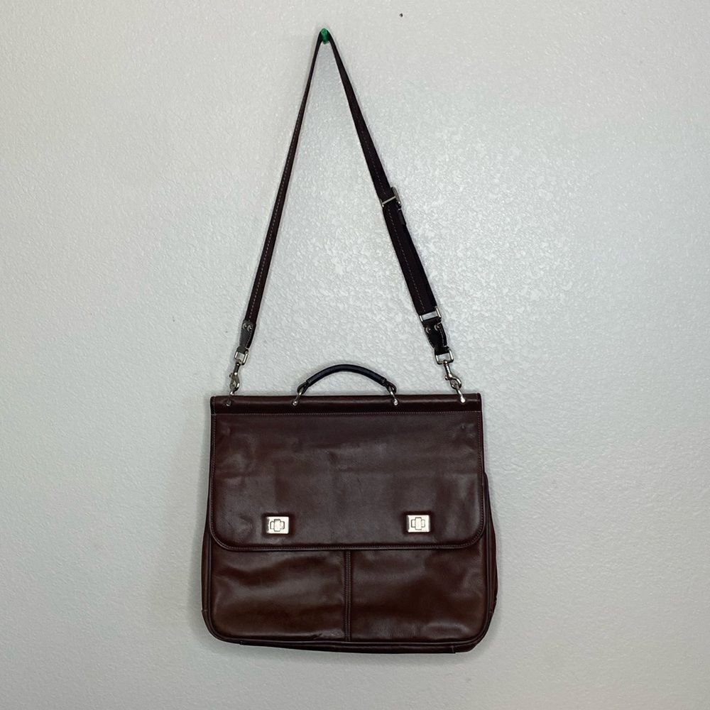 JOHNSTON AND MURPHY Brown Leather Briefcase